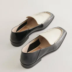 Beny Flats White Black Crinkle Patent