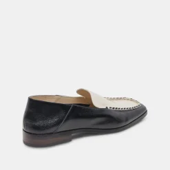 Beny Wide Flats White Black Crinkle Patent