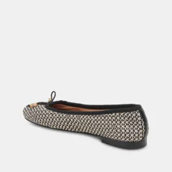 Cacy Ballet Flats White Black Raffia