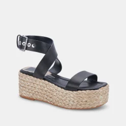 Cannes Sandals Black Leather