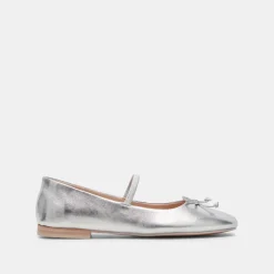 Carin Ballet Flats Silver Metallic Leather