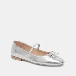 Carin Ballet Flats Silver Metallic Leather