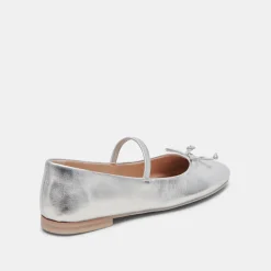 Carin Ballet Flats Silver Metallic Leather