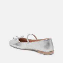 Carin Ballet Flats Silver Metallic Leather