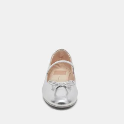 Carin Ballet Flats Silver Metallic Leather