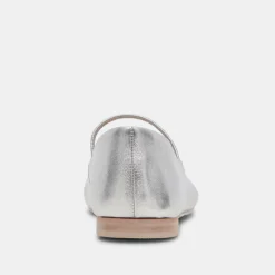 Carin Ballet Flats Silver Metallic Leather