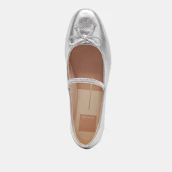 Carin Ballet Flats Silver Metallic Leather