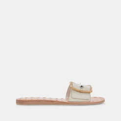 Dasa Sandals Eggshell Embossed Leather