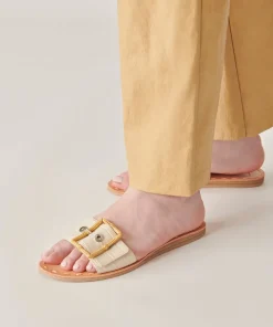 Dasa Sandals Eggshell Embossed Leather