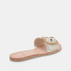 Dasa Sandals Eggshell Embossed Leather