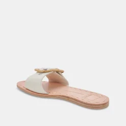 Dasa Sandals Eggshell Embossed Leather