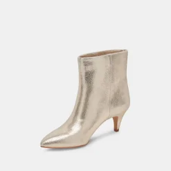 Dee Wide Booties Platinum Distressed Leather