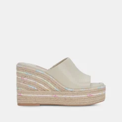 Elaria Wedges Ivory Leather