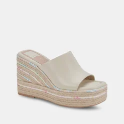 Elaria Wedges Ivory Leather