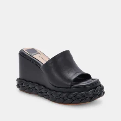 Elene Wedges Black Leather