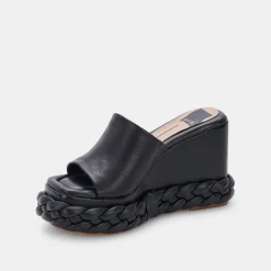 Elene Wedges Black Leather