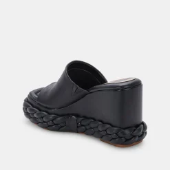 Elene Wedges Black Leather