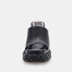 Elene Wedges Black Leather