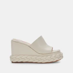 Elene Wedges Ivory Leather