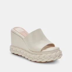Elene Wedges Ivory Leather
