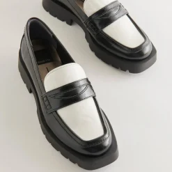 Elias Flats Black White Crinkle Patent