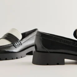 Elias Flats Black White Crinkle Patent