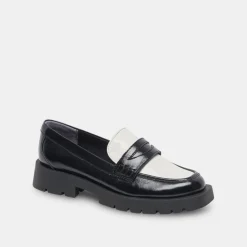 Elias Flats Black White Crinkle Patent