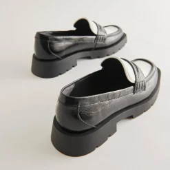 Elias Flats Black White Crinkle Patent