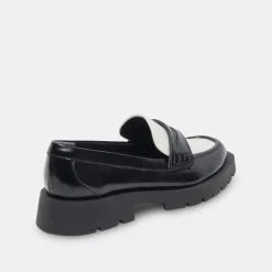 Elias Flats Black White Crinkle Patent