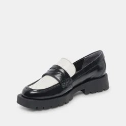 Elias Flats Black White Crinkle Patent