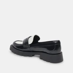 Elias Flats Black White Crinkle Patent