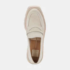 Elias Flats Ivory Embossed Leather