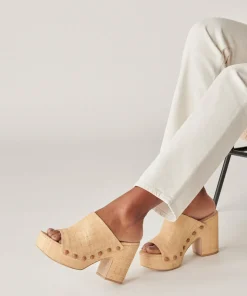 Emol Heels Lt Natural Raffia