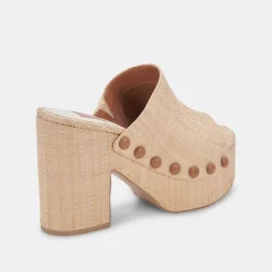 Emol Heels Lt Natural Raffia