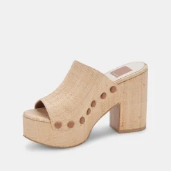 Emol Heels Lt Natural Raffia