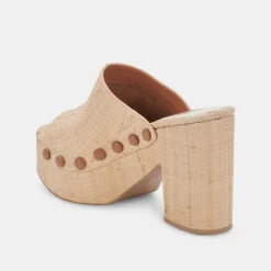 Emol Heels Lt Natural Raffia