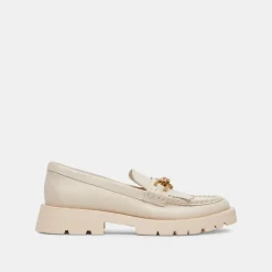 Erna Flats Ivory Leather