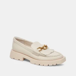 Erna Flats Ivory Leather