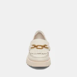 Erna Flats Ivory Leather