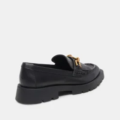Erna Wide Flats Black Leather