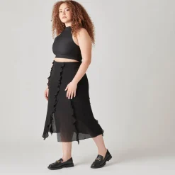 Erna Wide Flats Black Leather