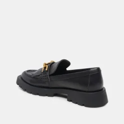 Erna Wide Flats Black Leather