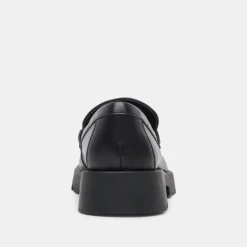 Erna Wide Flats Black Leather