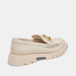 Erna Wide Flats Ivory Leather