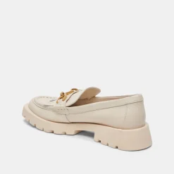 Erna Wide Flats Ivory Leather