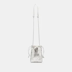 Evie Crossbody Pouch Silver Distressed Leather