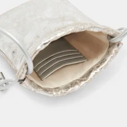 Evie Crossbody Pouch Silver Distressed Leather