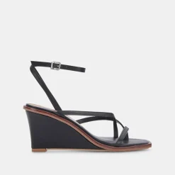 Gemini Wedges Black Leather