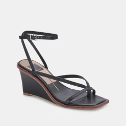 Gemini Wedges Black Leather