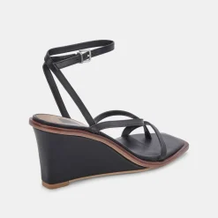 Gemini Wedges Black Leather